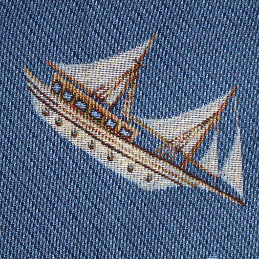 Dekostoff Jacquard Maritime Motive auf blau